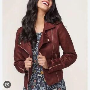 Lauren Conrad Maroon Suede Moto Jacket
